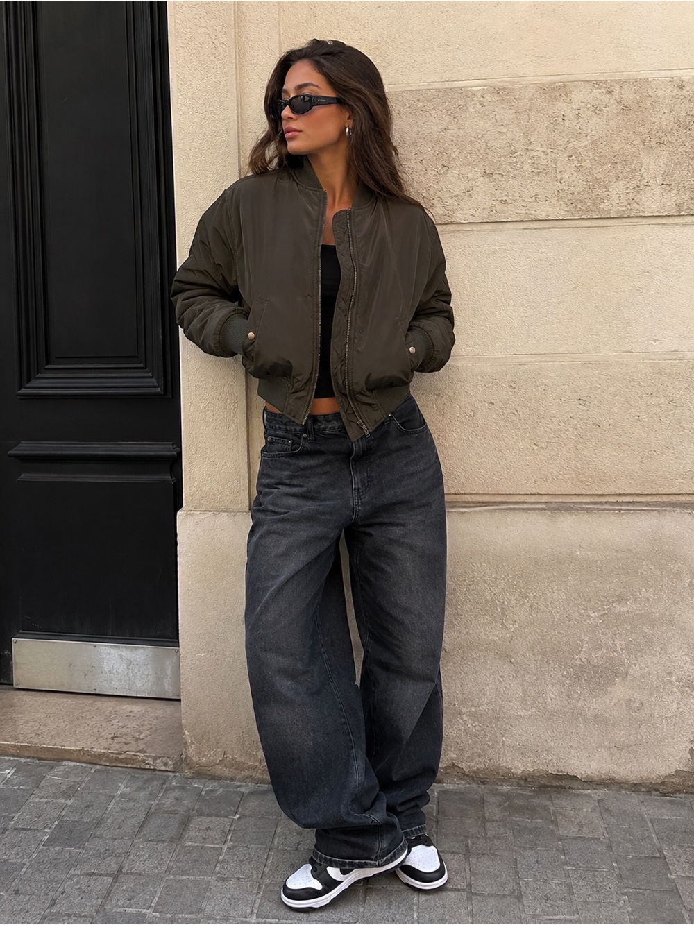 Romeo + Juliet Couture Olive Green Cropped MA-1 Bomber Jacket Size streetwear